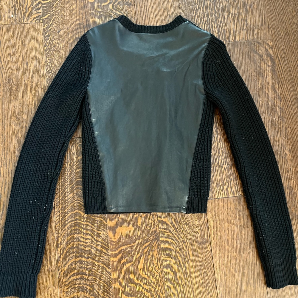 Theory Navy Knit + Leather Jacket